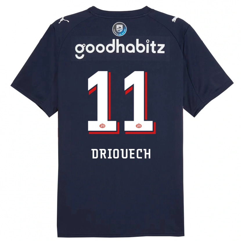 Danxen Niño Camiseta Couhaib Driouech #11 Marino Blanco 2ª Equipación 2025/26 La Camisa