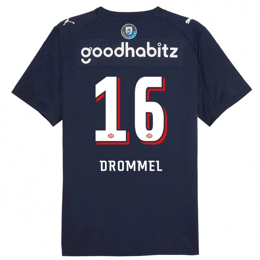 Danxen Niño Camiseta Joel Drommel #16 Marino Blanco 2ª Equipación 2025/26 La Camisa