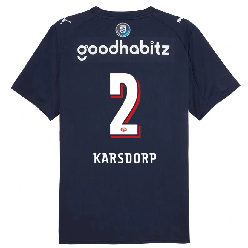 Danxen Niño Camiseta Rick Karsdorp #2 Marino Blanco 2ª Equipación 2025/26 La Camisa