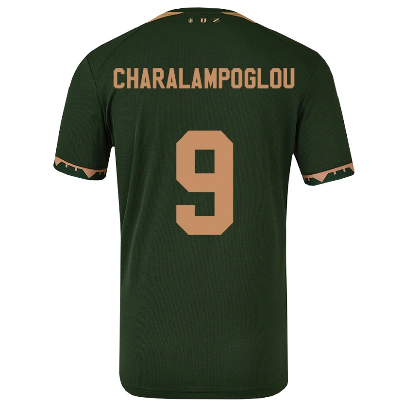 Danxen Niño Camiseta Georgios Charalampoglou #9 Verde Oro 2ª Equipación 2025/26 La Camisa