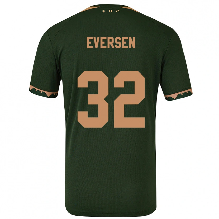 Danxen Niño Camiseta Justin Eversen #32 Verde Oro 2ª Equipación 2025/26 La Camisa