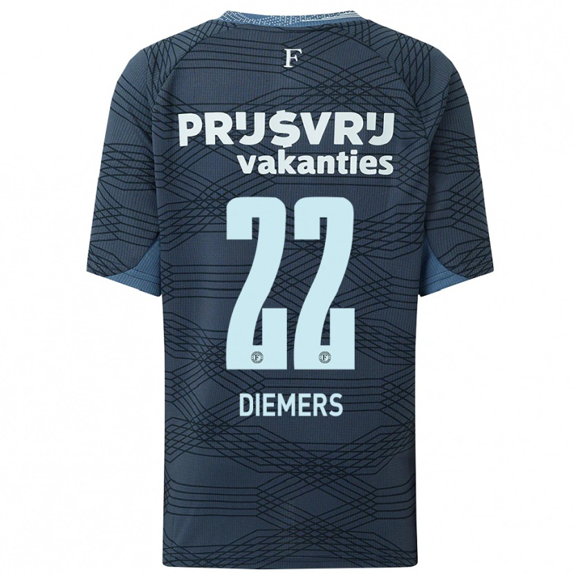 Danxen Niño Camiseta Mark Diemers #22 Negro Gris 2ª Equipación 2025/26 La Camisa
