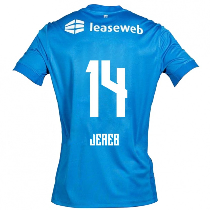 Danxen Niño Camiseta David Jereb #14 Azul Blanco 2ª Equipación 2025/26 La Camisa
