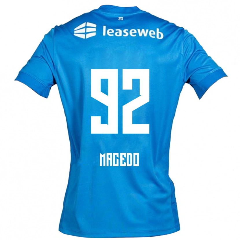Danxen Niño Camiseta Rodrigo Macedo #92 Azul Blanco 2ª Equipación 2025/26 La Camisa