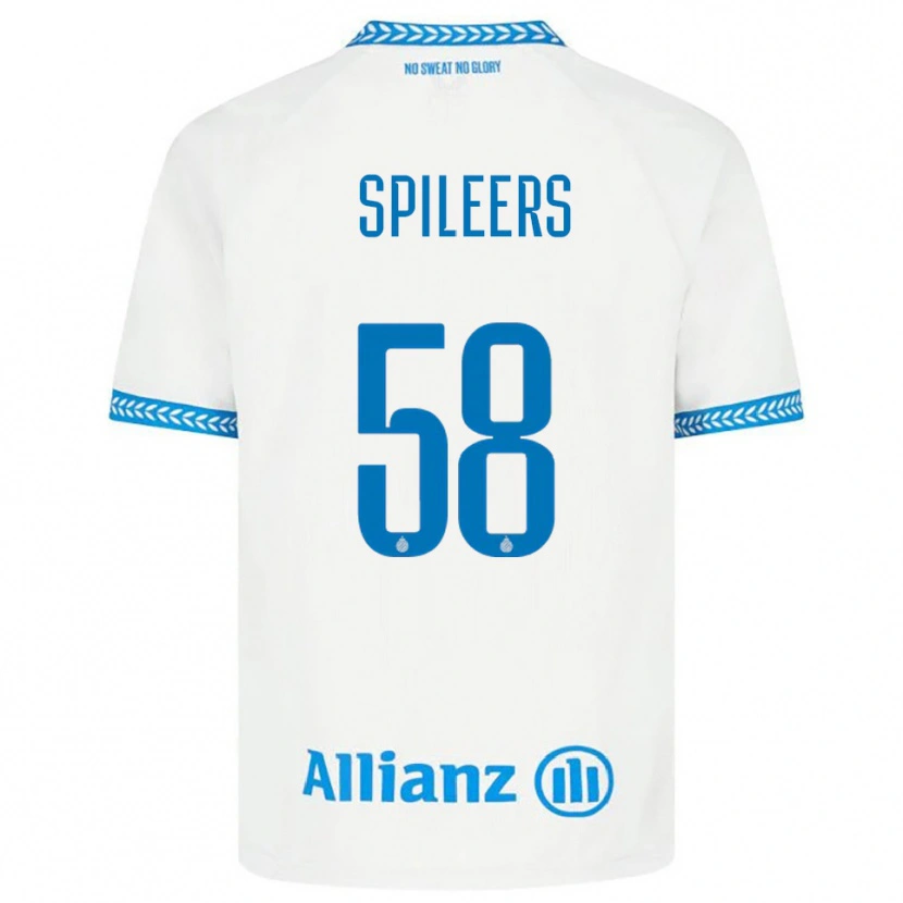 Danxen Niño Camiseta Jorne Spileers #58 Azul Blanco 2ª Equipación 2025/26 La Camisa