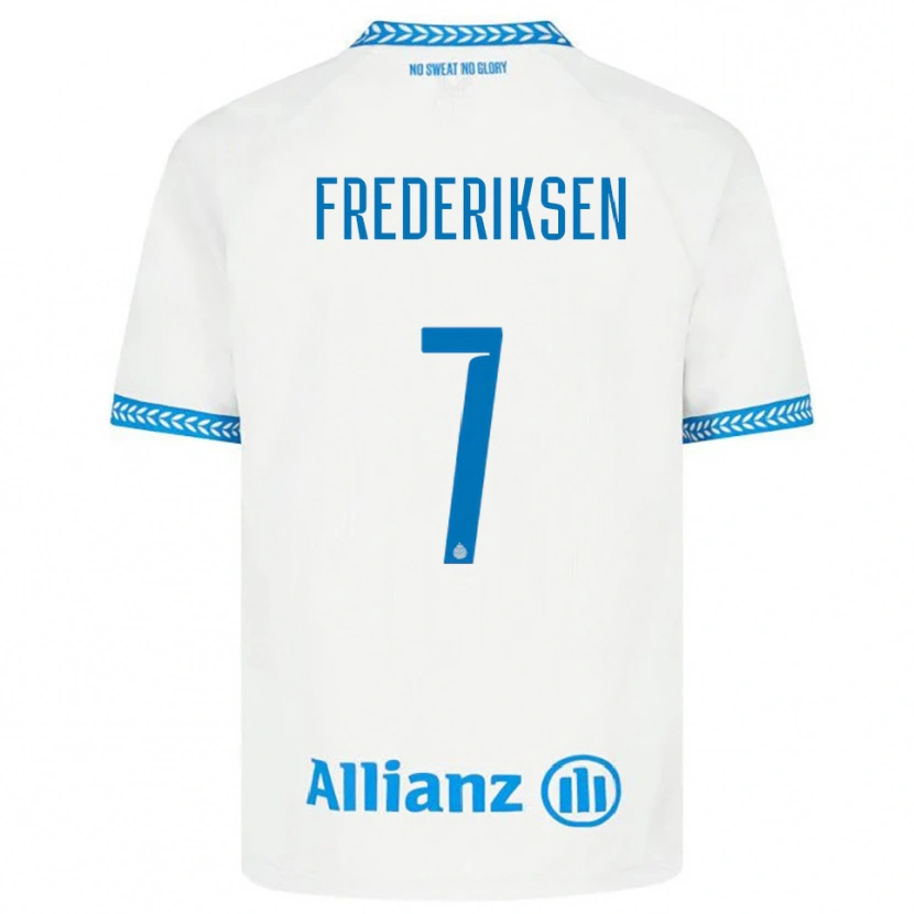 Danxen Niño Camiseta Rebekka Frederiksen #7 Azul Blanco 2ª Equipación 2025/26 La Camisa