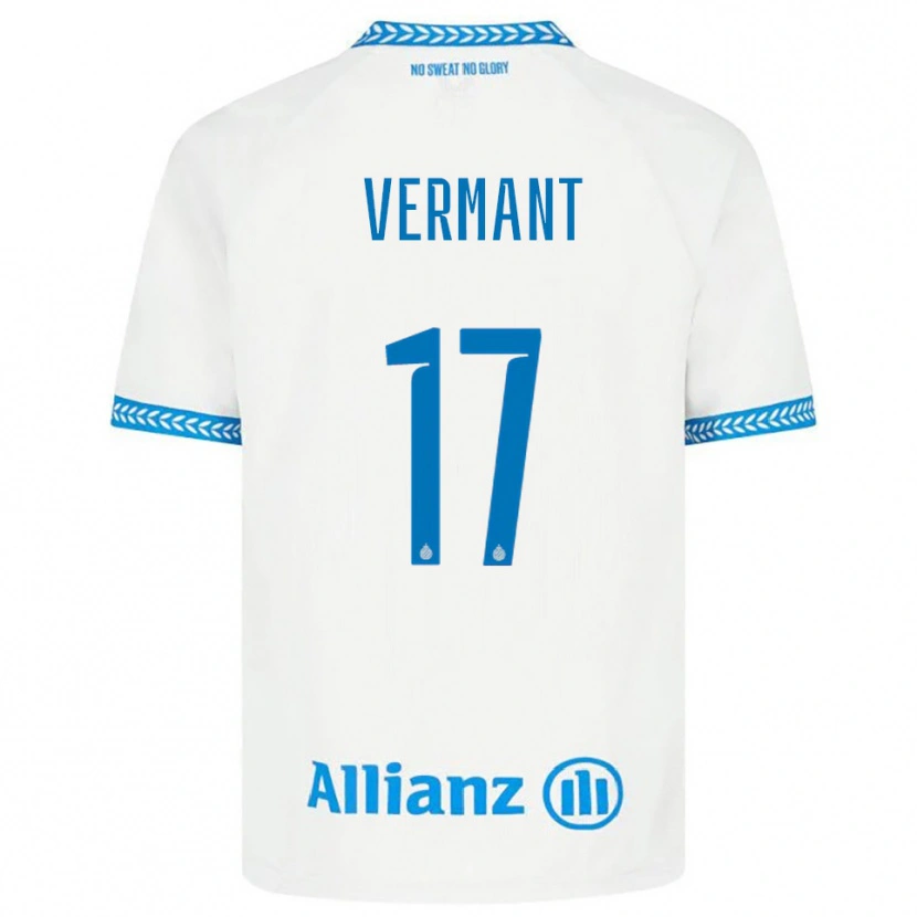 Danxen Niño Camiseta Romeo Vermant #17 Azul Blanco 2ª Equipación 2025/26 La Camisa