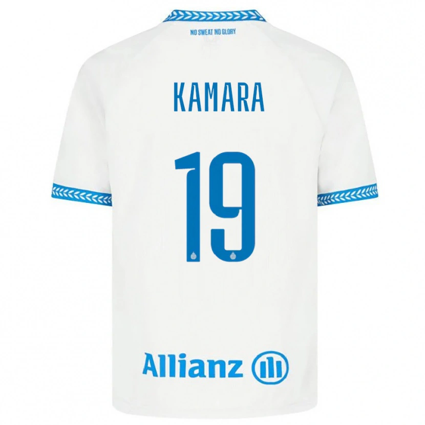 Danxen Niño Camiseta Al-Hassan Kamara #19 Azul Blanco 2ª Equipación 2025/26 La Camisa