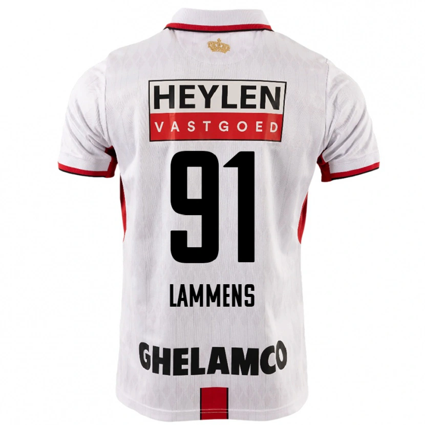 Danxen Niño Camiseta Senne Lammens #91 Blanco Rojo 2ª Equipación 2025/26 La Camisa