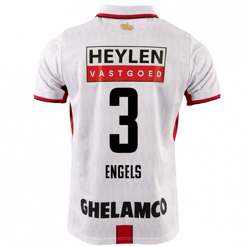 Danxen Niño Camiseta Björn Engels #3 Blanco Rojo 2ª Equipación 2025/26 La Camisa