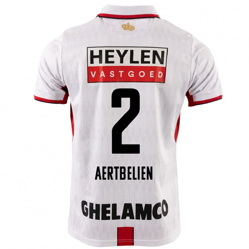 Danxen Niño Camiseta Lukas Aertbeliën #2 Blanco Rojo 2ª Equipación 2025/26 La Camisa