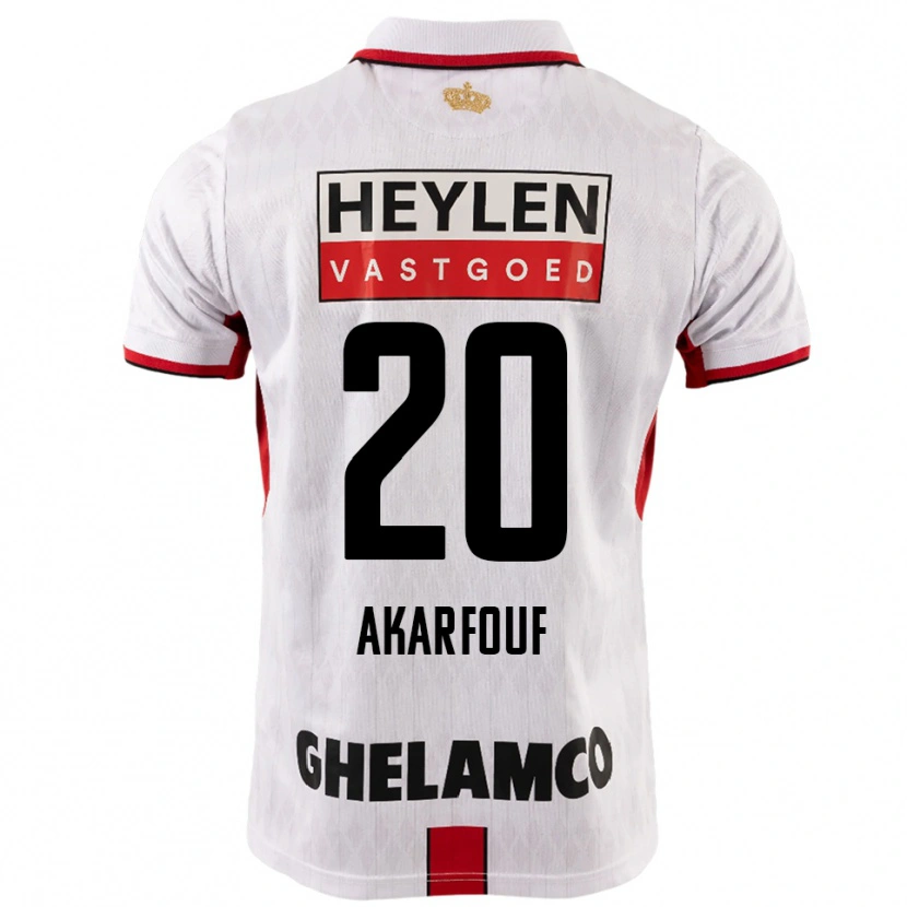 Danxen Niño Camiseta Hamza Akarfouf #20 Blanco Rojo 2ª Equipación 2025/26 La Camisa