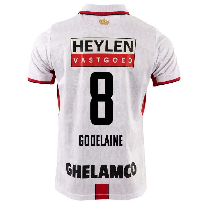 Danxen Niño Camiseta Jeff Godelaine #8 Blanco Rojo 2ª Equipación 2025/26 La Camisa