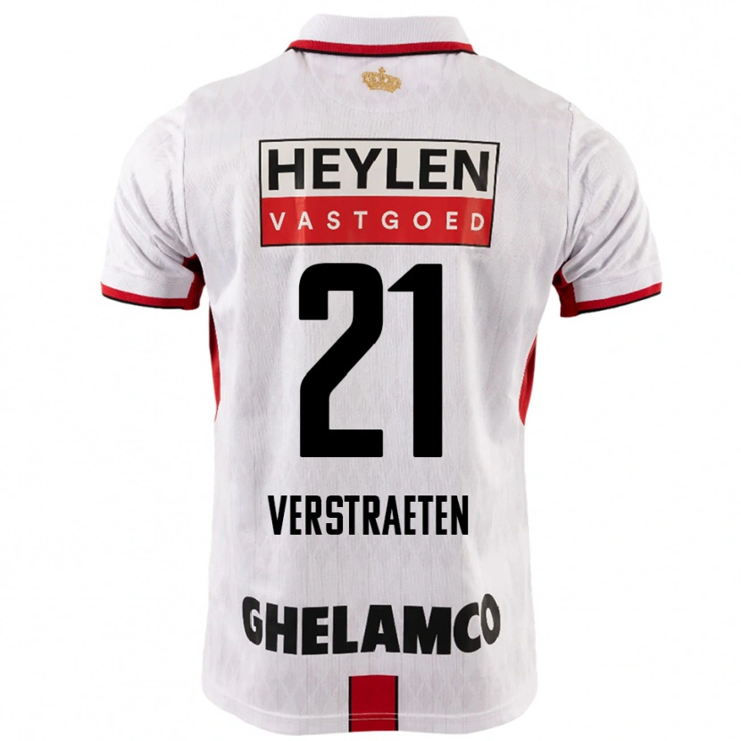 Danxen Niño Camiseta Andreas Verstraeten #21 Blanco Rojo 2ª Equipación 2025/26 La Camisa