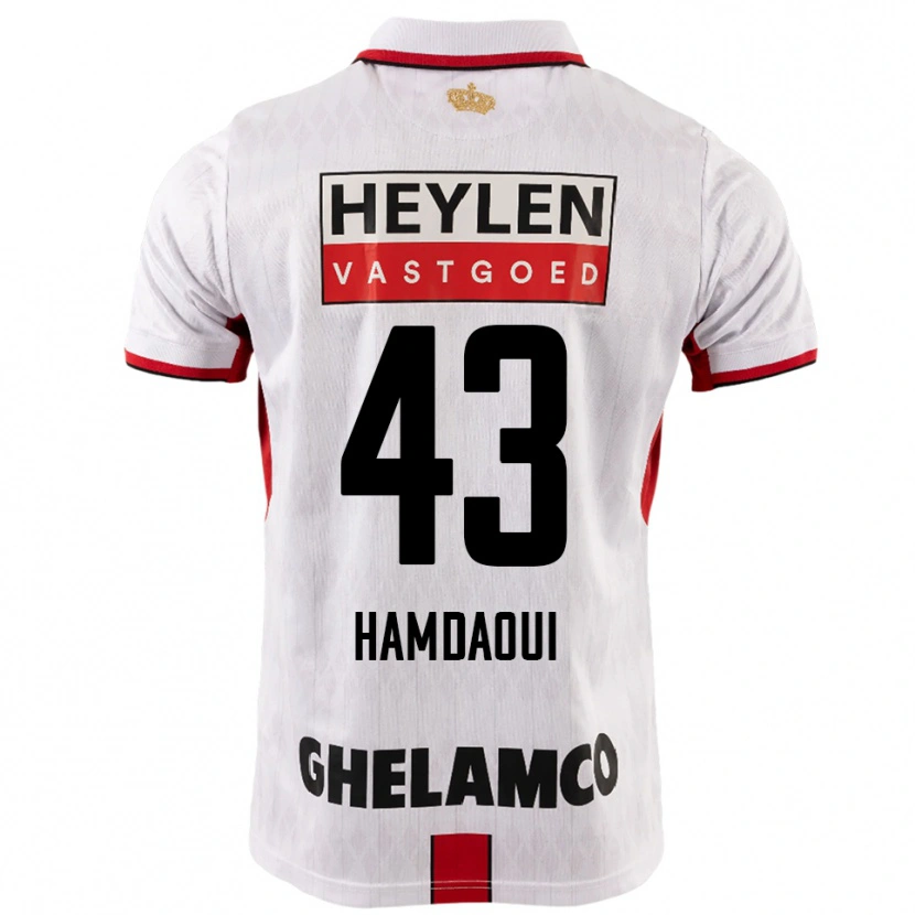 Danxen Niño Camiseta Youssef Hamdaoui #43 Blanco Rojo 2ª Equipación 2025/26 La Camisa