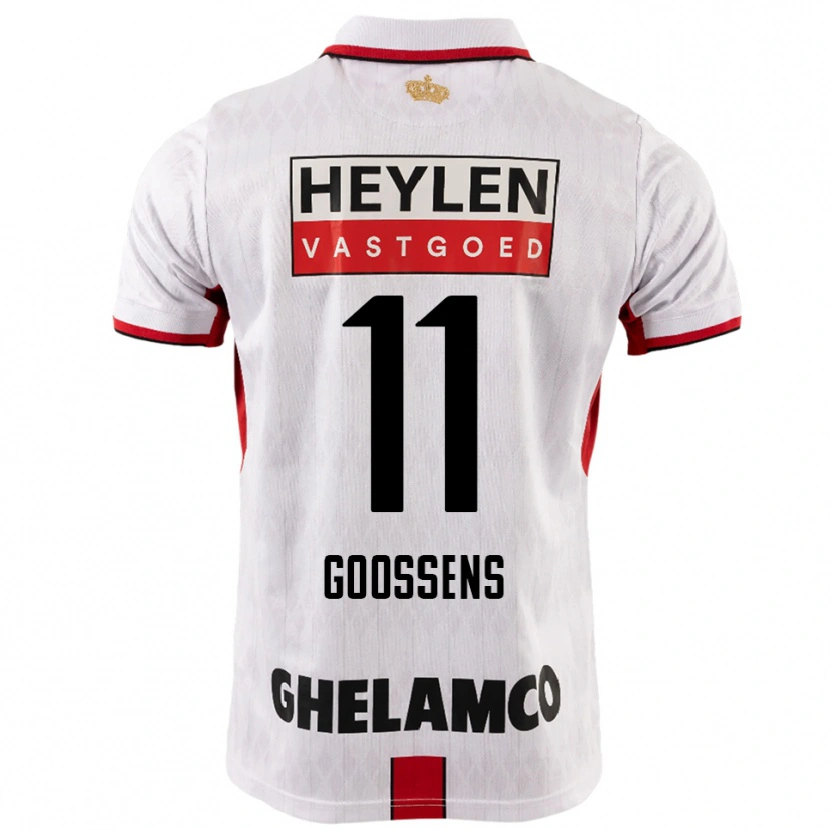 Danxen Niño Camiseta Mattias Goossens #11 Blanco Rojo 2ª Equipación 2025/26 La Camisa