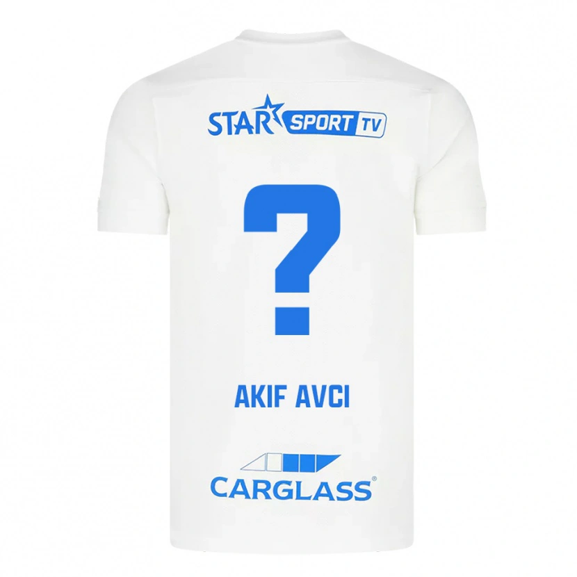 Danxen Niño Camiseta Muhammed Akif Avcı #0 Blanco Azul 2ª Equipación 2025/26 La Camisa