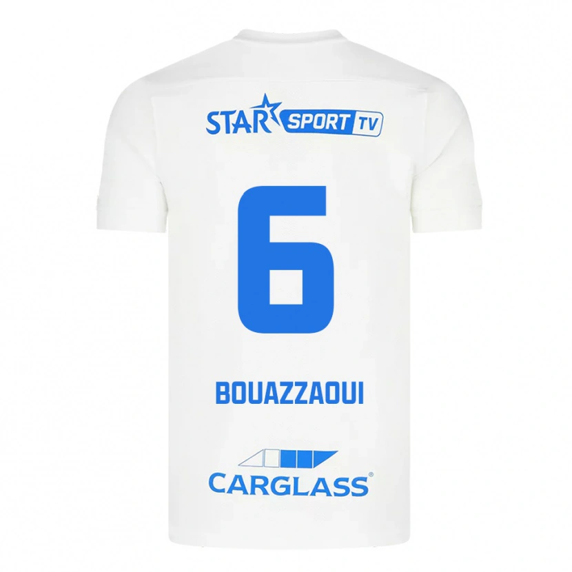 Danxen Niño Camiseta Ilyas Bouazzaoui #6 Blanco Azul 2ª Equipación 2025/26 La Camisa