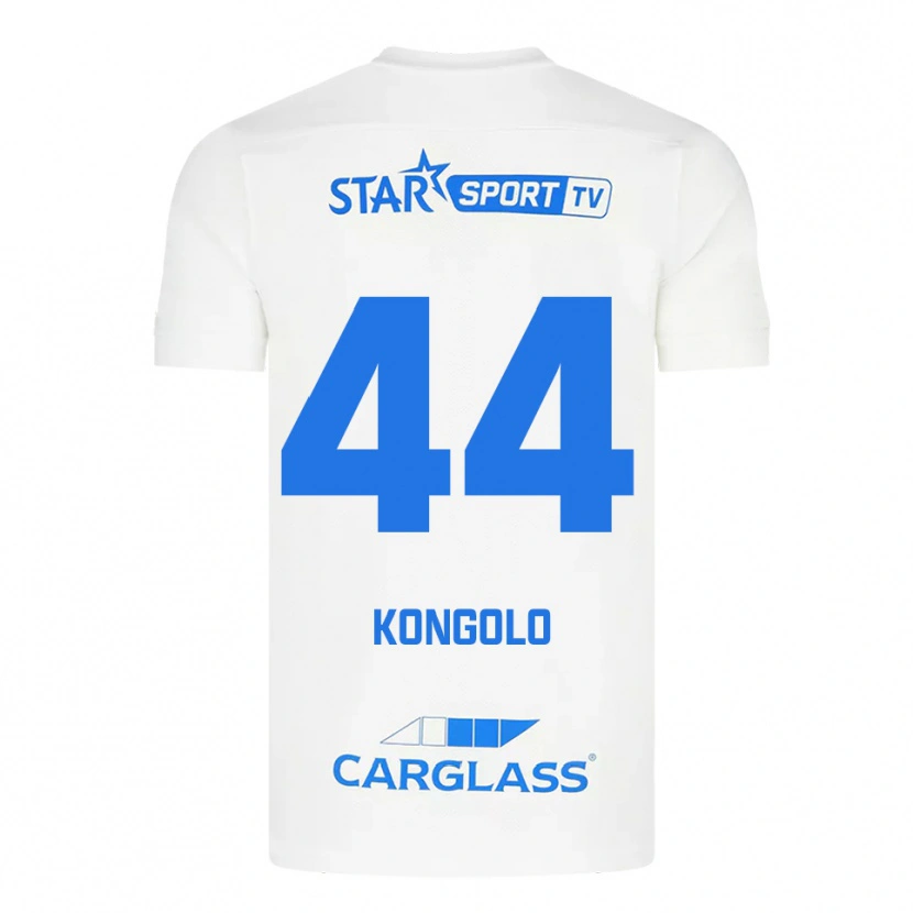 Danxen Niño Camiseta Josué Kongolo #44 Blanco Azul 2ª Equipación 2025/26 La Camisa