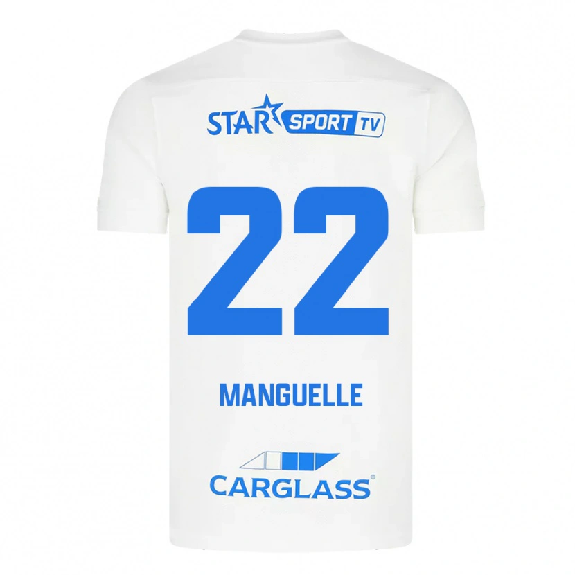 Danxen Niño Camiseta Brad Manguelle #22 Blanco Azul 2ª Equipación 2025/26 La Camisa