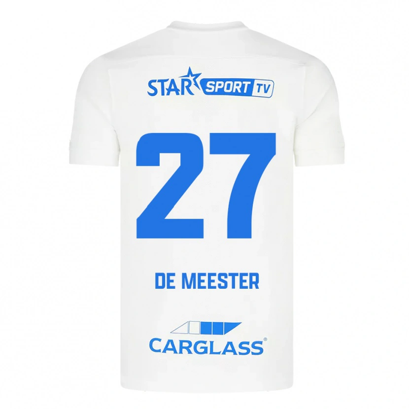 Danxen Niño Camiseta Joyce De Meester #27 Blanco Azul 2ª Equipación 2025/26 La Camisa