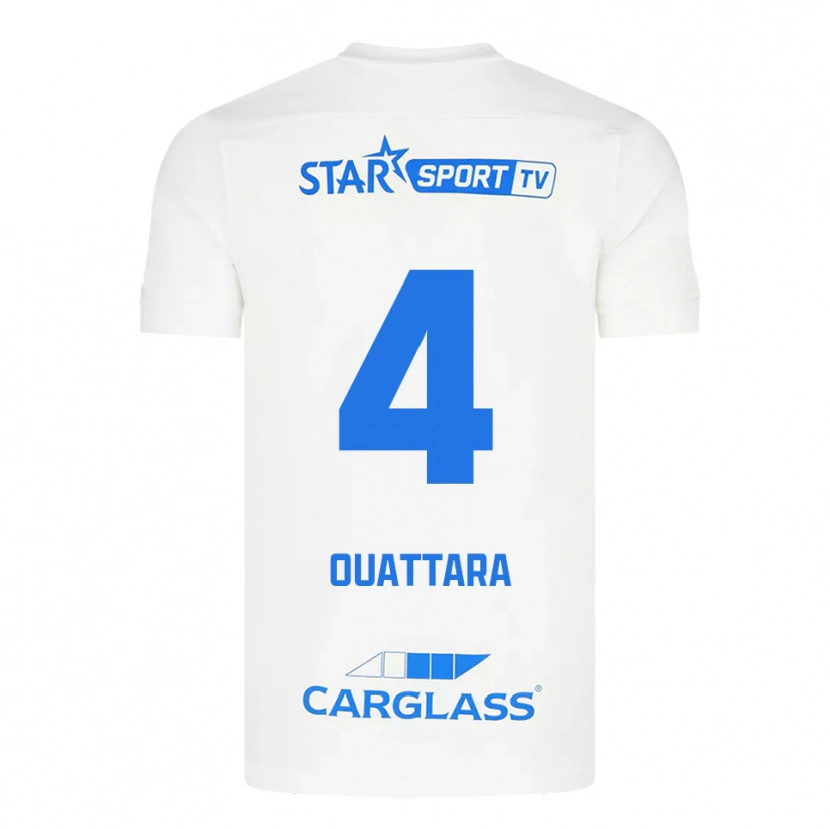 Danxen Niño Camiseta Aziz Ouattara #4 Blanco Azul 2ª Equipación 2025/26 La Camisa