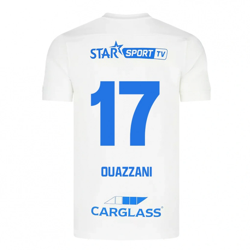 Danxen Niño Camiseta Fady Ouazzani #17 Blanco Azul 2ª Equipación 2025/26 La Camisa