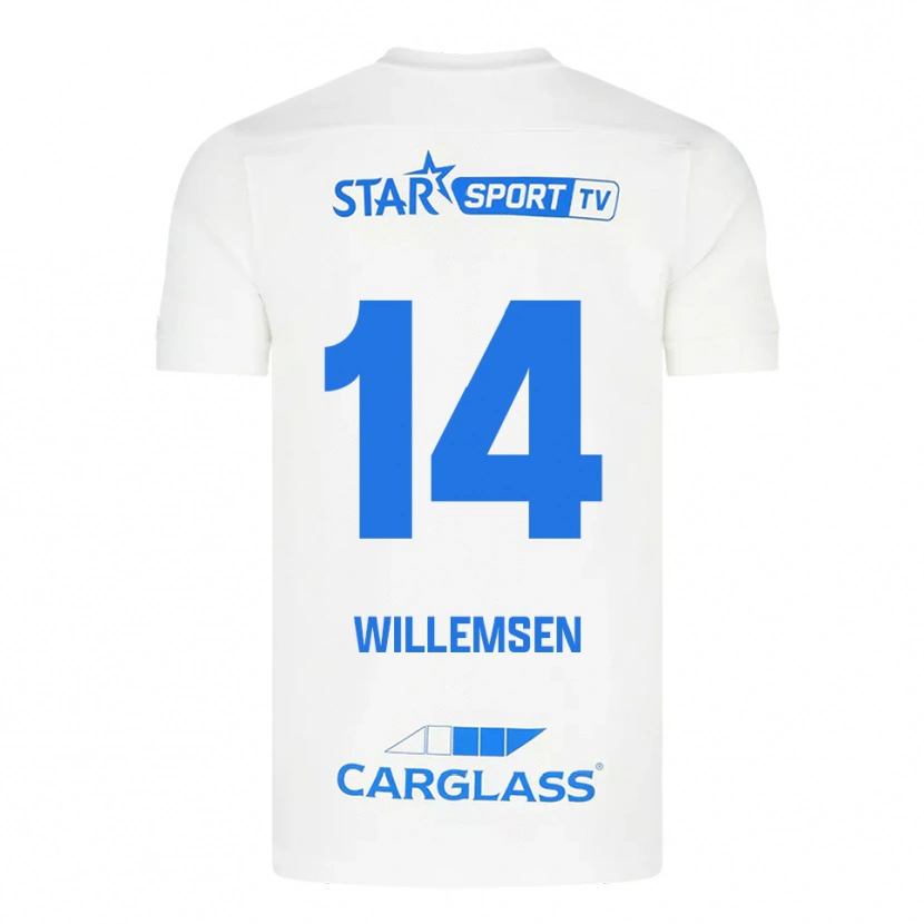 Danxen Niño Camiseta Wout Willemsen #14 Blanco Azul 2ª Equipación 2025/26 La Camisa