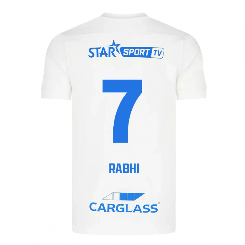 Danxen Niño Camiseta Ayman Rabhi #7 Blanco Azul 2ª Equipación 2025/26 La Camisa