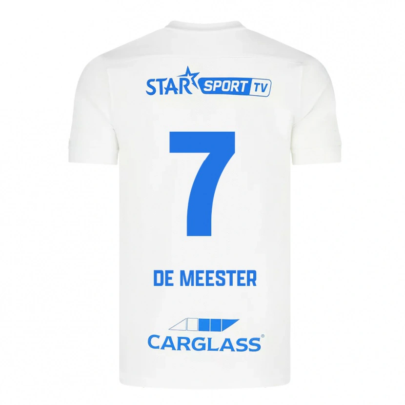 Danxen Niño Camiseta Thirsa De Meester #7 Blanco Azul 2ª Equipación 2025/26 La Camisa