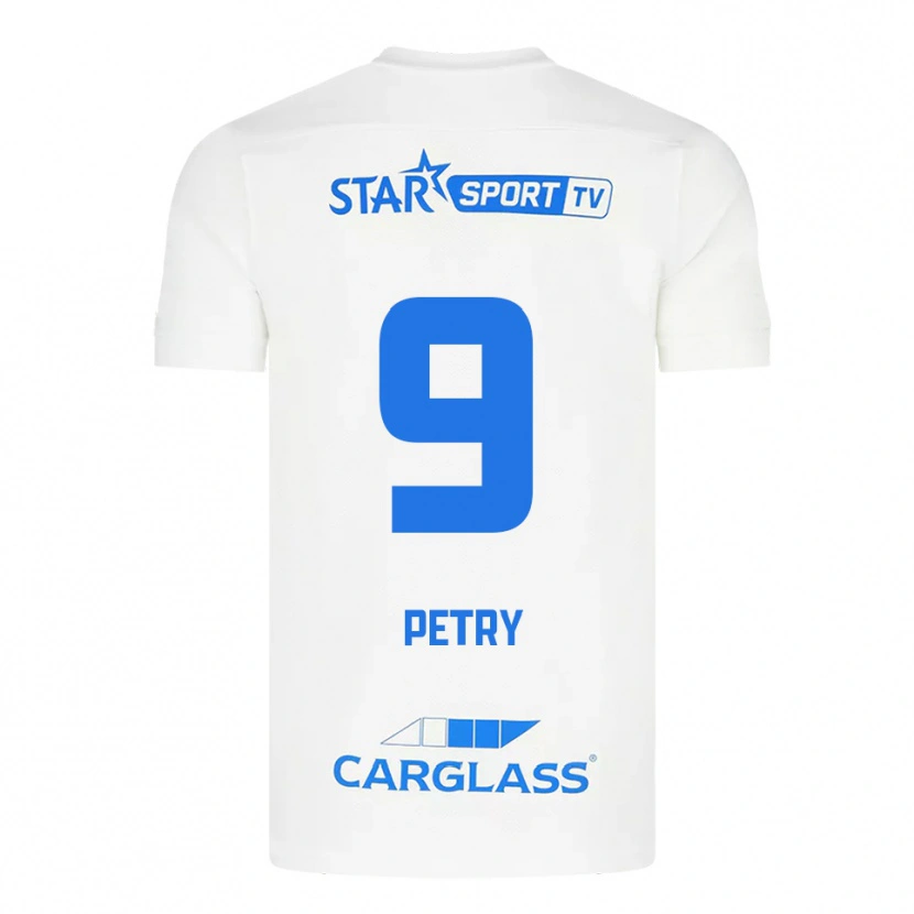 Danxen Niño Camiseta Lisa Petry #9 Blanco Azul 2ª Equipación 2025/26 La Camisa
