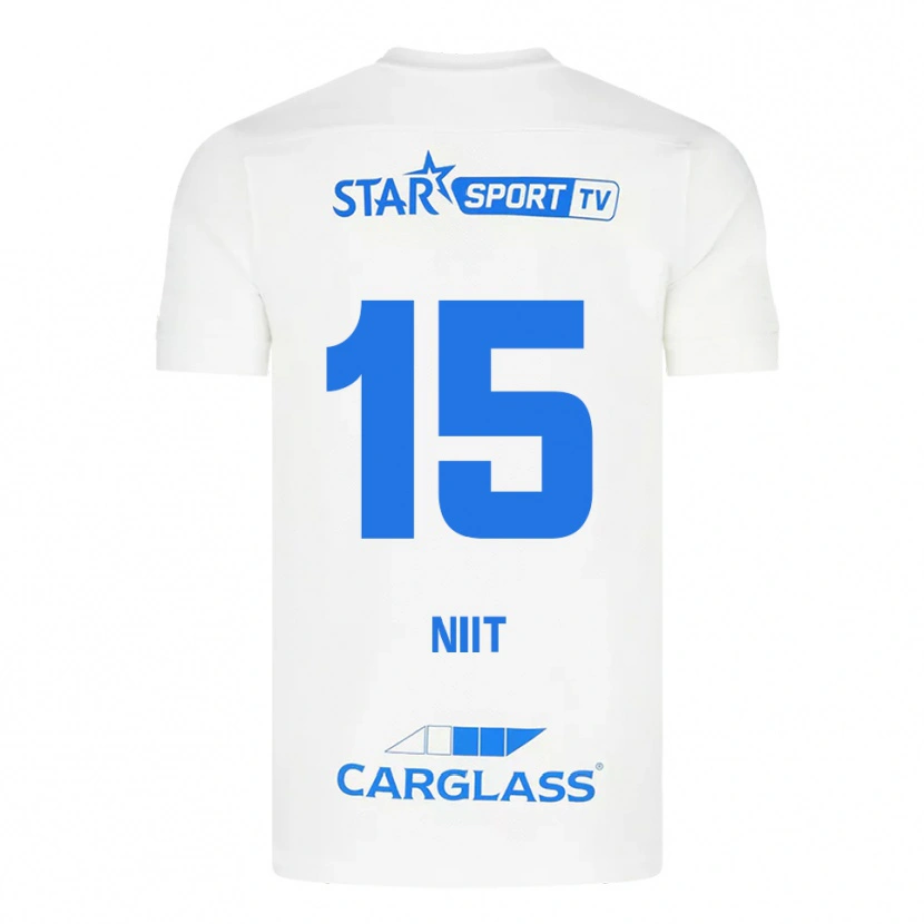 Danxen Niño Camiseta Eva-Maria Niit #15 Blanco Azul 2ª Equipación 2025/26 La Camisa