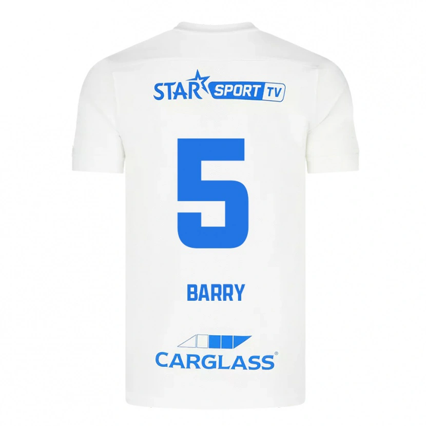 Danxen Niño Camiseta Alpha Barry #5 Blanco Azul 2ª Equipación 2025/26 La Camisa