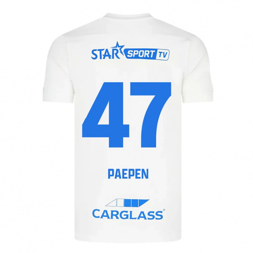 Danxen Niño Camiseta Sam Paepen #47 Blanco Azul 2ª Equipación 2025/26 La Camisa