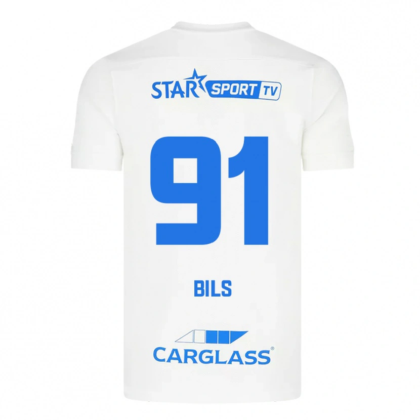 Danxen Niño Camiseta Elise Bils #91 Blanco Azul 2ª Equipación 2025/26 La Camisa