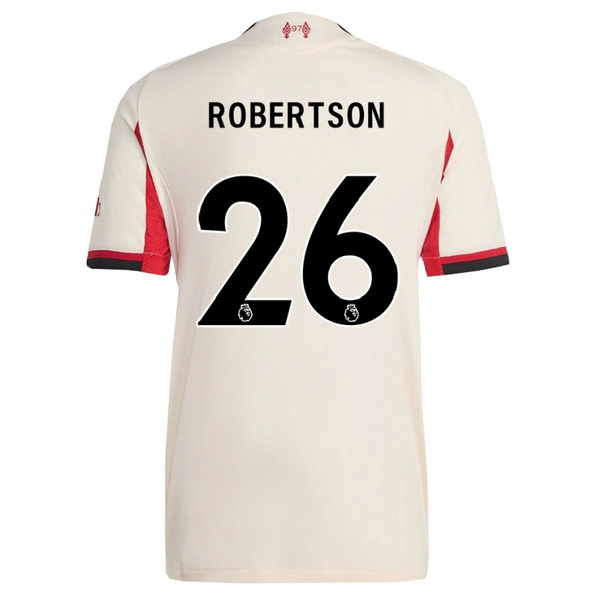 Danxen Niño Camiseta Andrew Robertson #26 Blanco Negro 2ª Equipación 2025/26 La Camisa