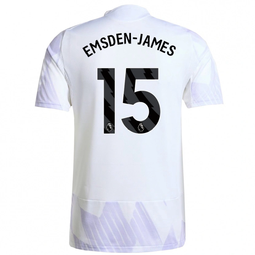 Danxen Niño Camiseta Harley Emsden-James #15 Blanco Púrpura Púrpura 2ª Equipación 2025/26 La Camisa