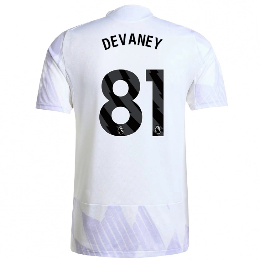 Danxen Niño Camiseta Jacob Devaney #81 Blanco Púrpura Púrpura 2ª Equipación 2025/26 La Camisa