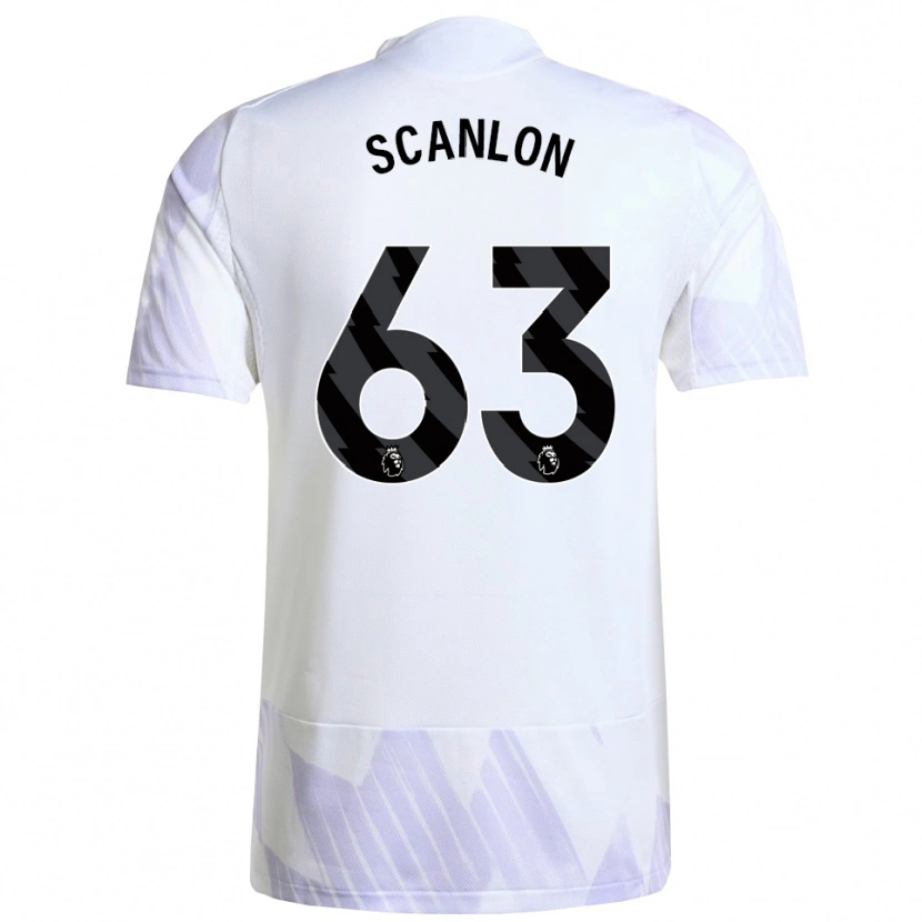 Danxen Niño Camiseta James Scanlon #63 Blanco Púrpura Púrpura 2ª Equipación 2025/26 La Camisa