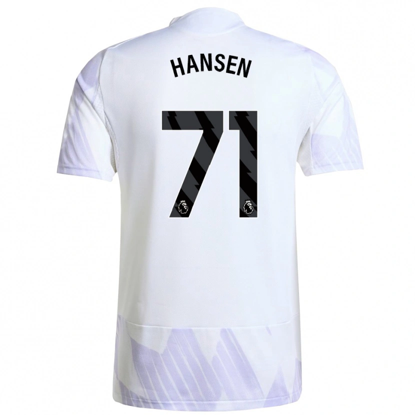 Danxen Niño Camiseta Isak Hansen-Aaroen #71 Blanco Púrpura Púrpura 2ª Equipación 2025/26 La Camisa
