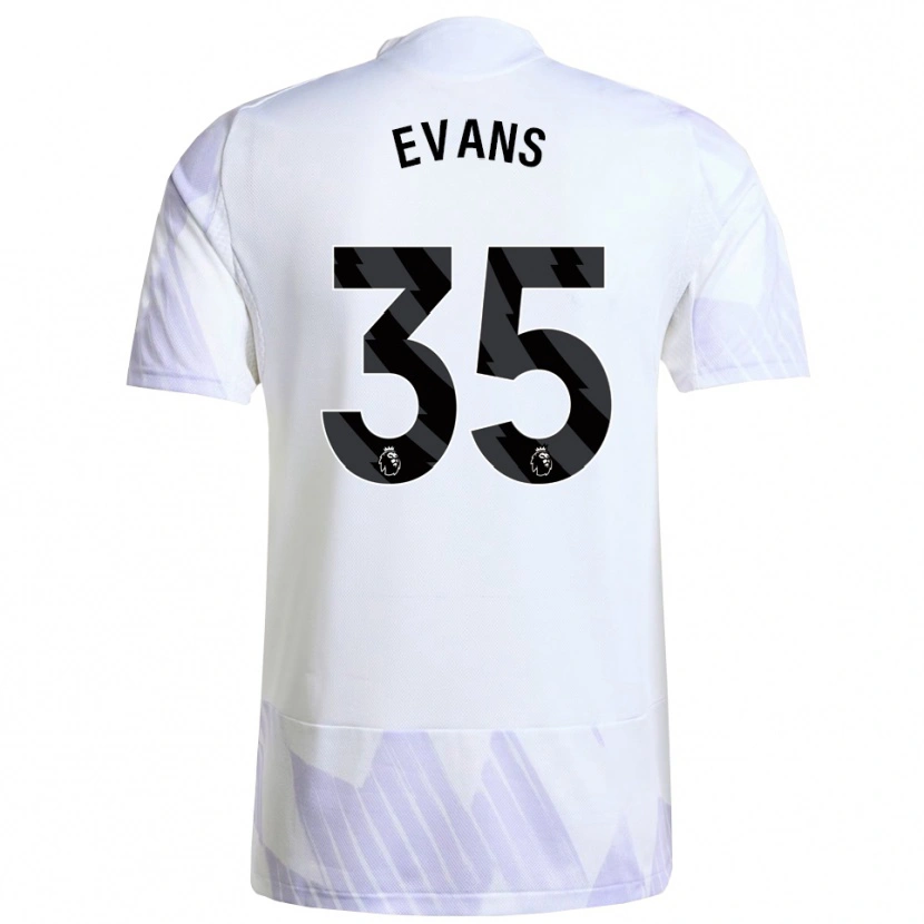 Danxen Niño Camiseta Jonny Evans #35 Blanco Púrpura Púrpura 2ª Equipación 2025/26 La Camisa