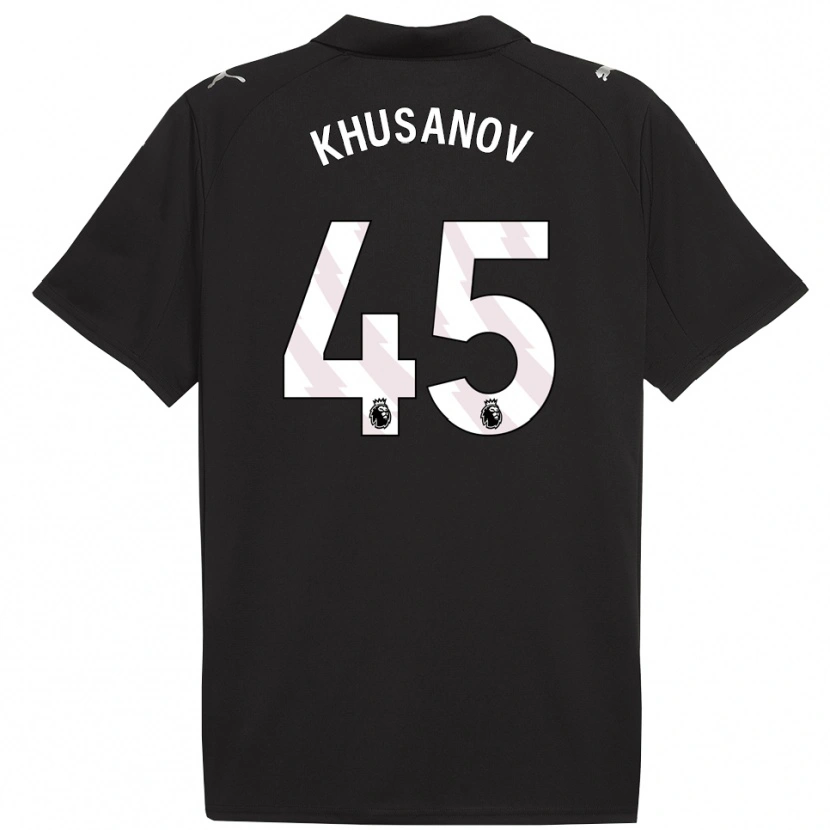 Danxen Niño Camiseta Abdukodir Khusanov #45 Negro Blanco 2ª Equipación 2025/26 La Camisa