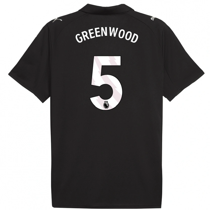 Danxen Niño Camiseta Alex Greenwood #5 Negro Blanco 2ª Equipación 2025/26 La Camisa