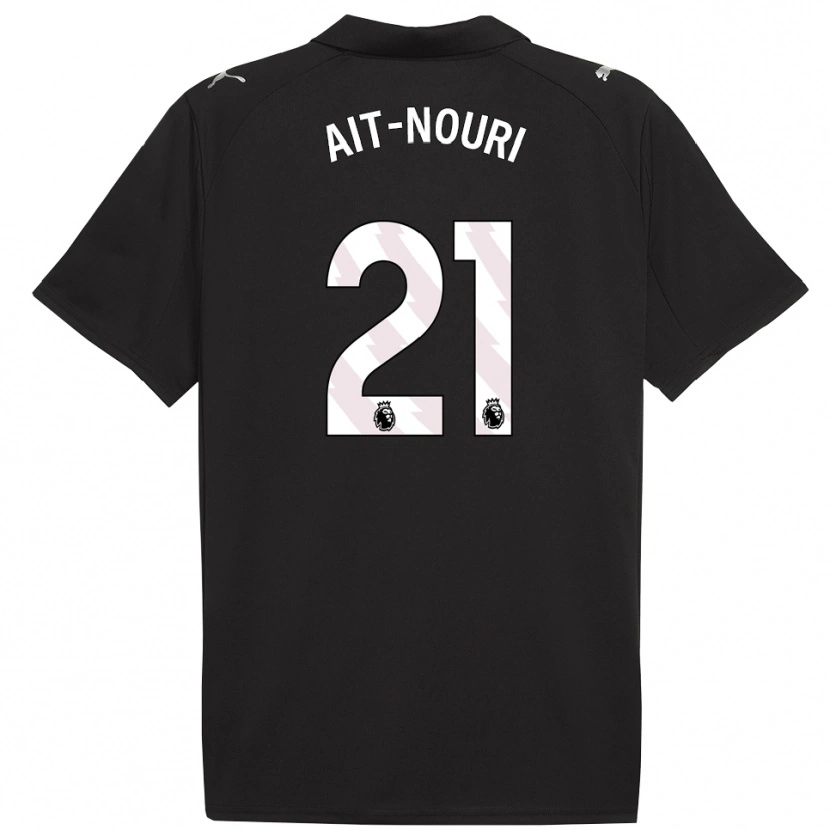 Danxen Niño Camiseta Rayan Aït-Nouri #21 Negro Blanco 2ª Equipación 2025/26 La Camisa
