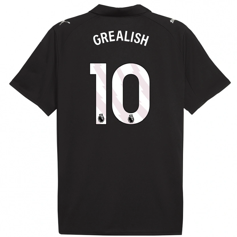 Danxen Niño Camiseta Jack Grealish #10 Negro Blanco 2ª Equipación 2025/26 La Camisa