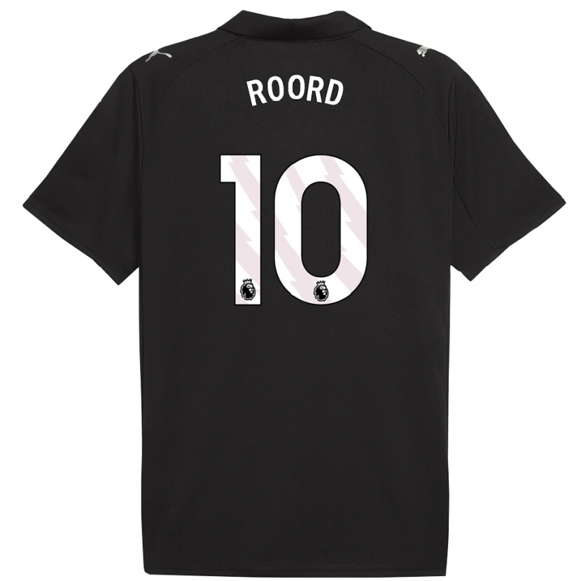 Danxen Niño Camiseta Jill Roord #10 Negro Blanco 2ª Equipación 2025/26 La Camisa