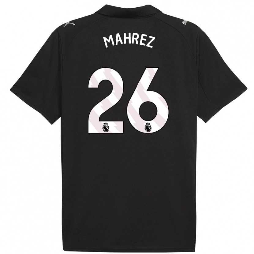Danxen Niño Camiseta Riyad Mahrez #26 Negro Blanco 2ª Equipación 2025/26 La Camisa