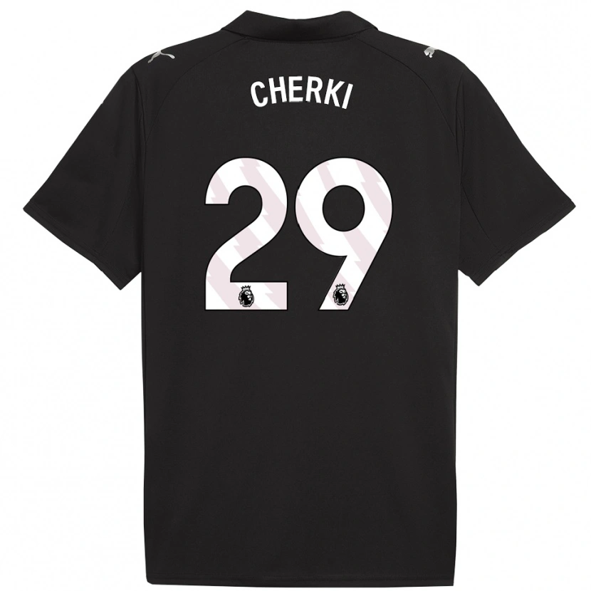 Danxen Niño Camiseta Rayan Cherki #29 Negro Blanco 2ª Equipación 2025/26 La Camisa