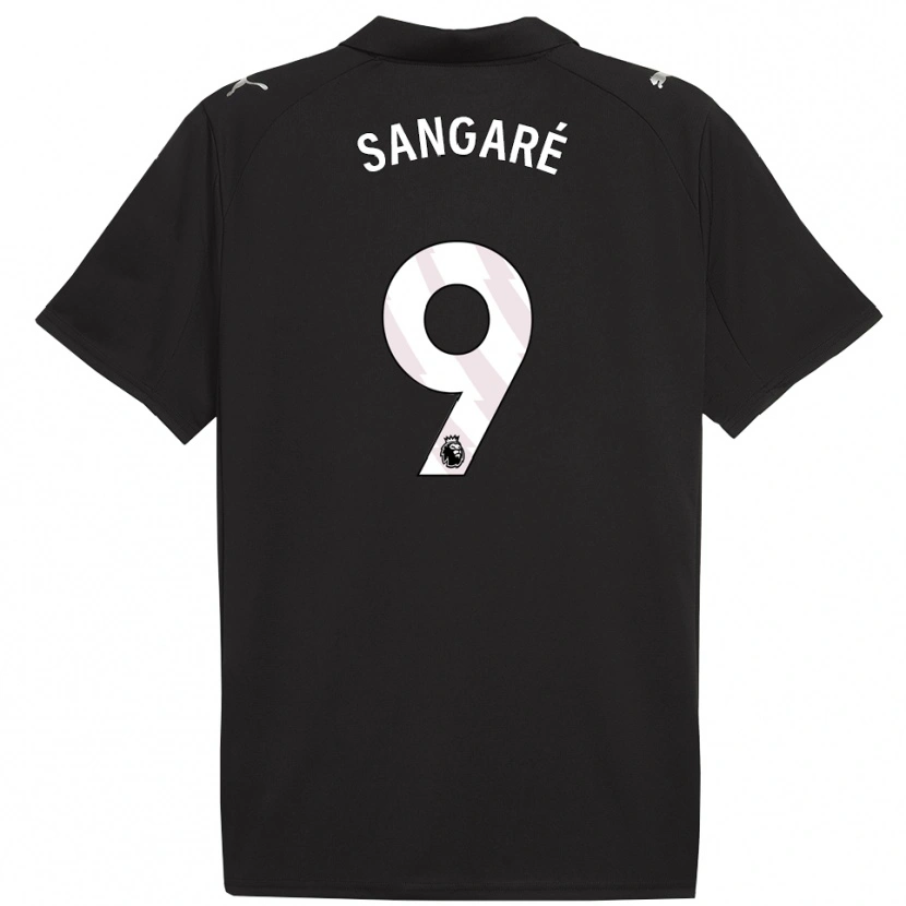 Danxen Niño Camiseta Mahamadou Sangaré #9 Negro Blanco 2ª Equipación 2025/26 La Camisa
