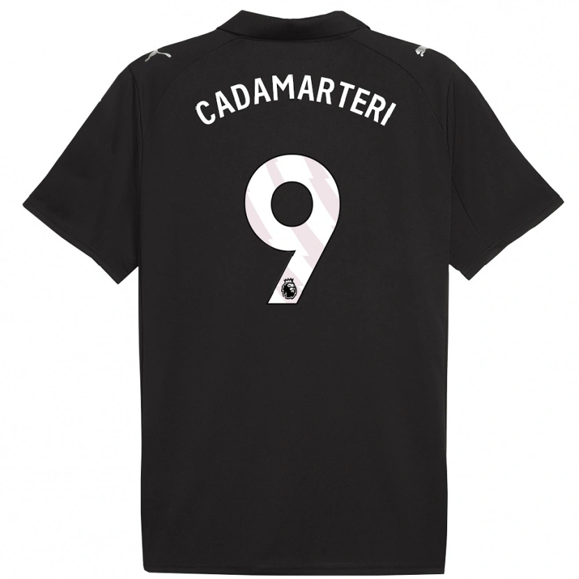 Danxen Niño Camiseta Caelan Cadamarteri #9 Negro Blanco 2ª Equipación 2025/26 La Camisa